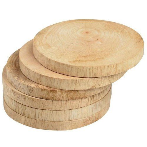 Plain Design Wooden Round Coaster Set