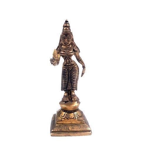 Easy To Clean Golden Color Brass Laxmiji Standing Idol