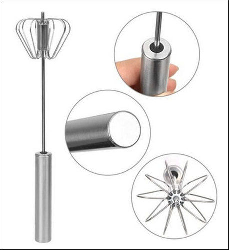 Stainless Steel Polished Round Manual Egg Beater