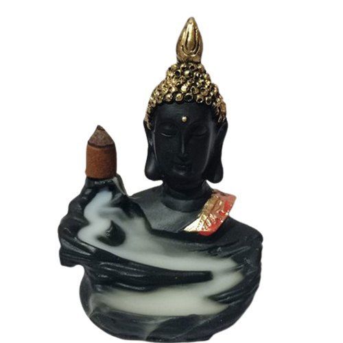 Black & Golden 5.5 Inch Resin Buddha Smoke Fountain