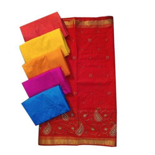 Multi-Color Ladies Sami Linen Embroidery Saree