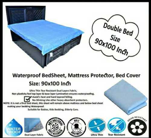 Plain Design Double Size Waterproof Bedsheet