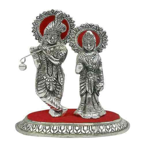 Durable Standing Radha Krishna Metal Statue With Oval Base