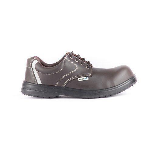 Black Vaultex Brown Leather Safety Shoes