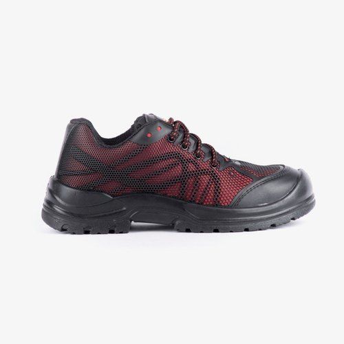 Red And Black Vaultex Lace Up Construction Safety Shoes