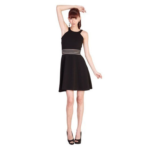 Ladies Sleeveless Black Colour One Piece Dress