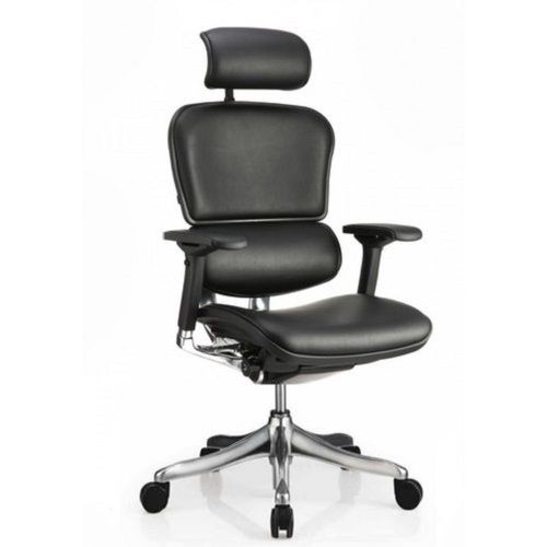 Black & Chrome Md High Back Leatherette Chair With Detachable Armrest