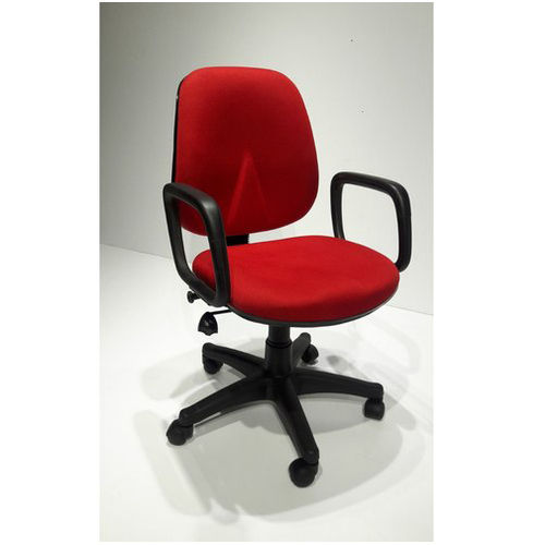 Red & Black Rotatable Medium Back Office Chair Without Headrest