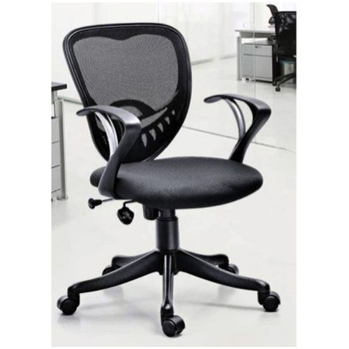 Black Rotatable Office Computer Chair With Fixed Armrest