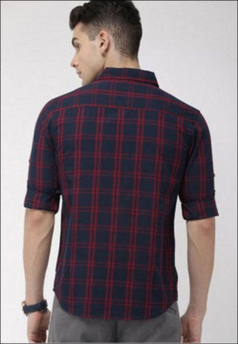 Causal Wear Check Mens Shirt Collar Style: Straight