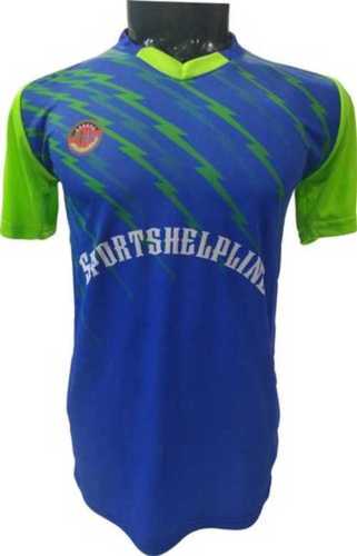 Sportshelpline Men's Micropp V-neck T-shirt - Customizable Size Options, Trendy Printed Design, Available In Blue Fluorescent Green