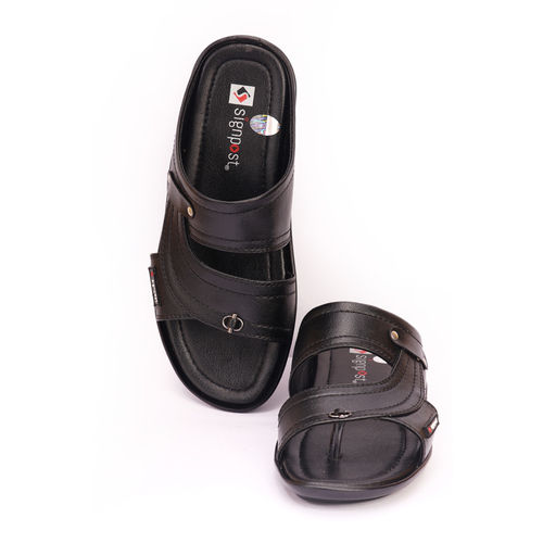 Pu Men'S Black Casual Slippers