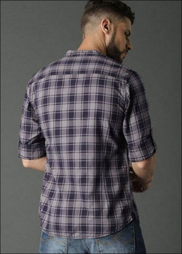 Mens Cotton Check Full Sleeve Shirt Collar Style: Straight