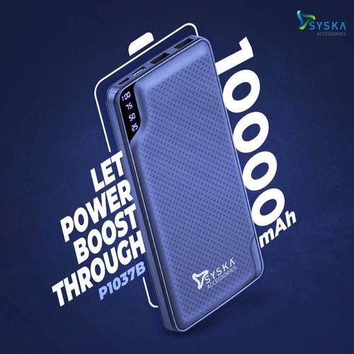 Blue Power Bank 10000 Mah With 2 Output And Input Port