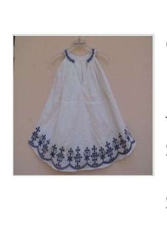 Anti Wrinkle White Color Kids Embroidered Dress