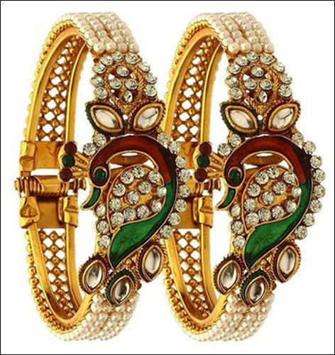 Fashion Ethnic Peacock Design Kada Bracelet Bangle Set