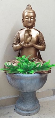 Various Colors Are Available Glossy Finish Frp Buddha Garden Sculpture With Planter