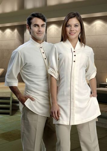 Printed Work Wear White Polyester Uniform Fabric