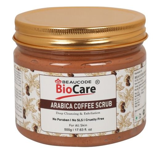 Dark Brown Beaucode Biocare Arabica Coffee Face And Body Scrub 500G