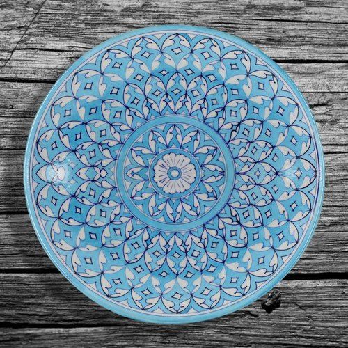 Ceramic Blue Art Pottery Plate For Wall Hanging