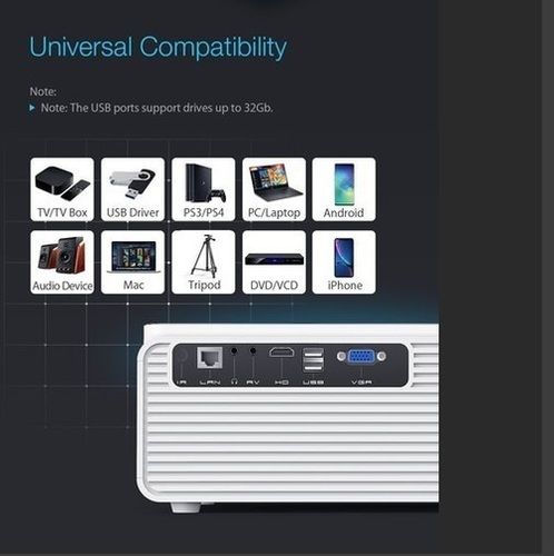 New Smart Android Projector Vp3 6500 Lumens Contrast Ratio: 5000:1