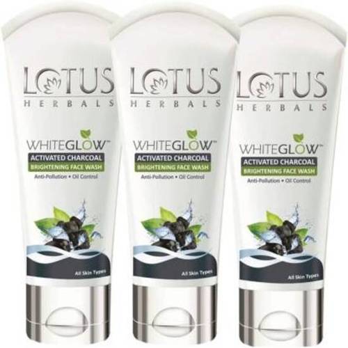 LOTUS HERBALS WhiteGlow Activated Charcoal Brightening (pack of 3) Face WashA A (100 g)