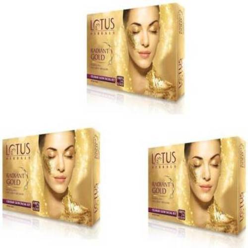 Safe To Use Lotus Radiant Gold Glow 3 Facial Kit ((37G*3))A A (3 X 37 G)