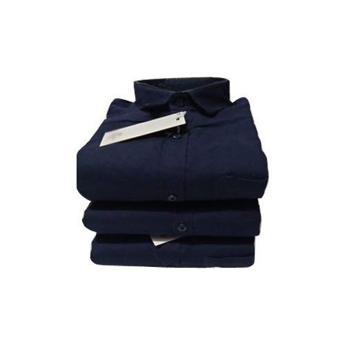 Mens Blue Cotton Regular Fit Shirt