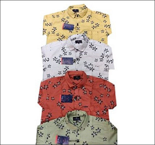 Mens Oxford Printed Collar Neck Shirt