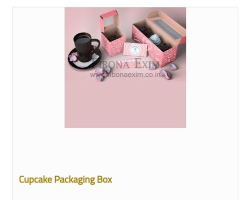 Glossy Lamination Pink Color Cupcake Packaging Box