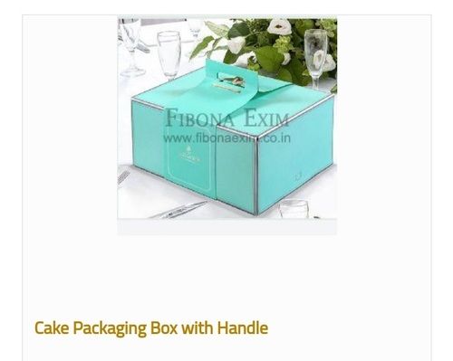 Glossy Lamination Square Shape Cake Packaging Box With Handle