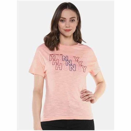 Womens Printed Cotton Round Neck T-Shirt - Hand Washable, Regular Fit | Short Sleeves, Available in Sizes S, M, L, XL