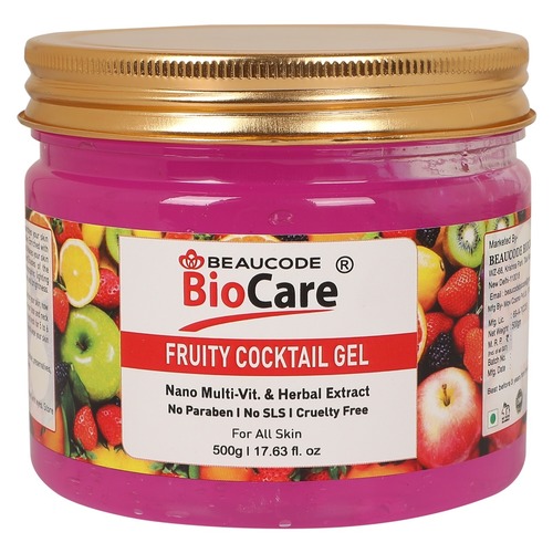Beaucode Biocare Fruity Cocktail Face And Body Gel 500g - Herbal Extracts, Daily Use, Deep Cleansing, Detoxifying, Cooling Effect, Smooth Finish