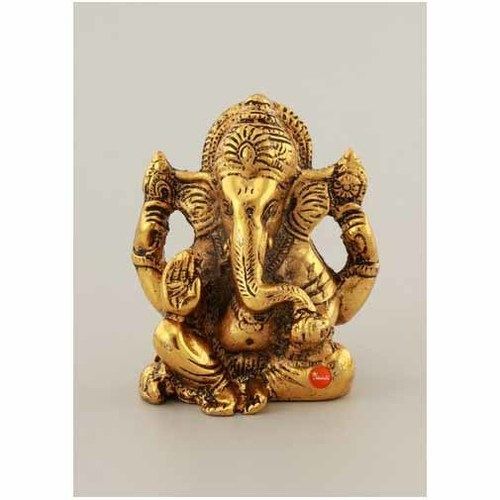 Eco-Friendly Brass Golden Colour Golden Lord Ganesha Statue Without Base