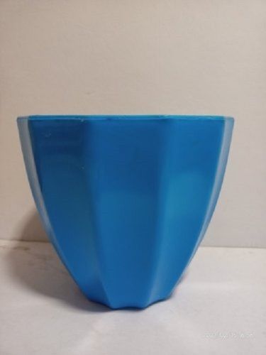 Glossy Finish Plain Blue Plastic Pot
