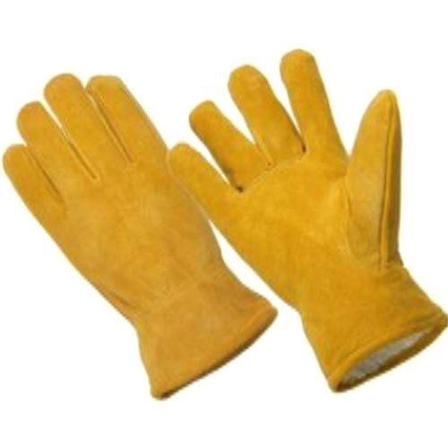 Yellow Full Finger Industrial Leather Safety Gloves