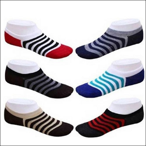 White Mens Cotton Striped Loafers Socks