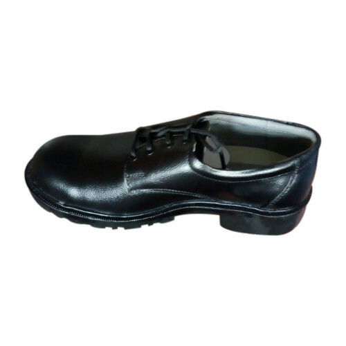 Black Mens Leather Safety Shoes Insole Material: Tpr