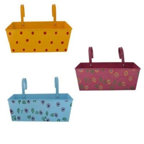 Various Colors Are Available Metal Flower Pots Rectangle Shape Hook