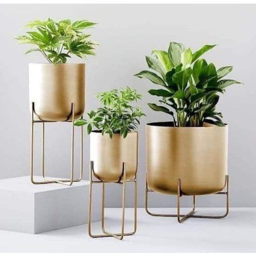 Various Colors Are Available Round Shape Metal Indoor Flower Pots