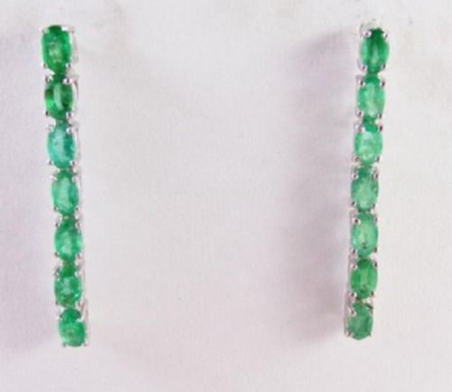 925 Sterling Green Silver Emerald Earring Gender: Women