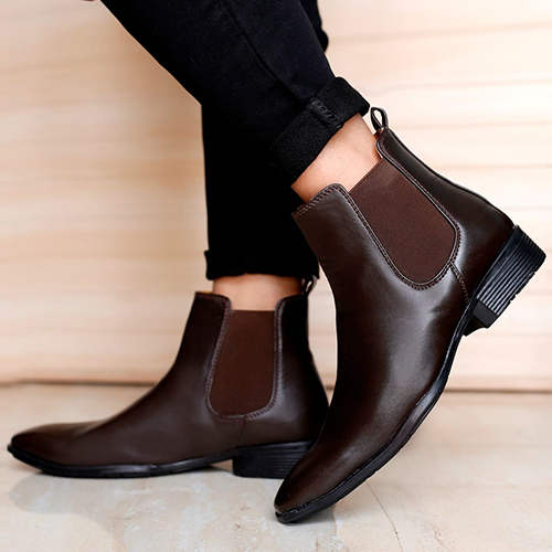 Leather Men Formal Brown Ankle Boots