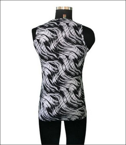 Black Mens Cotton Sleeveless Printed Vest