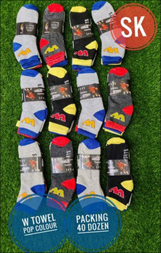 White Mens Printed Cotton Towel Socks