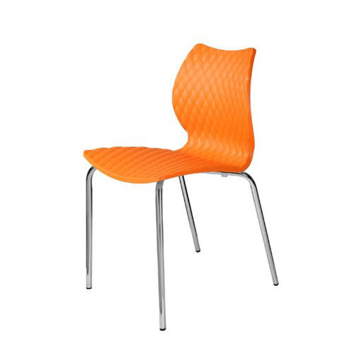 Durable Fixed Plastic Orange Cafeteria Chair