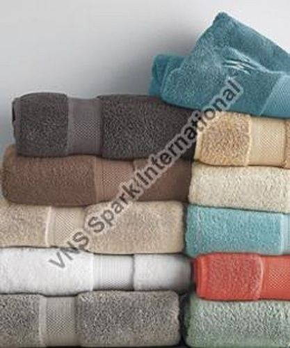 Knitted Plain Dyed Cotton Bath Towel, Rectangle Shape, Multi Color 