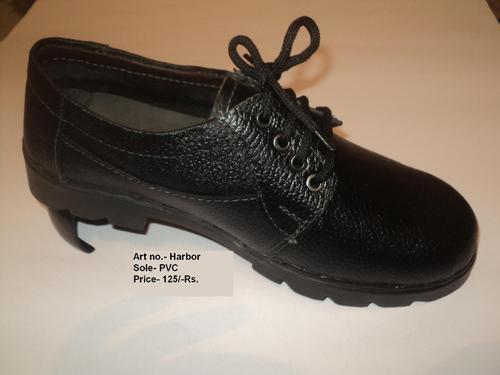 Black Lace Closure Harbor Leather Safety Shoes