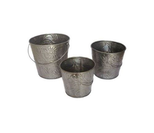 Silver Color Ss Bucket Planter Set Use: Planting