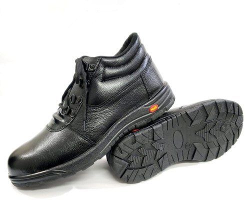 Black Chemical Resistant Leather Safety Shoes