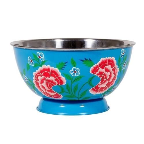 Hand Painted Enamelware Salad Bowls - Stainless Steel, Multi Color | Fine Art Gallery Quality, New Printed Pattern